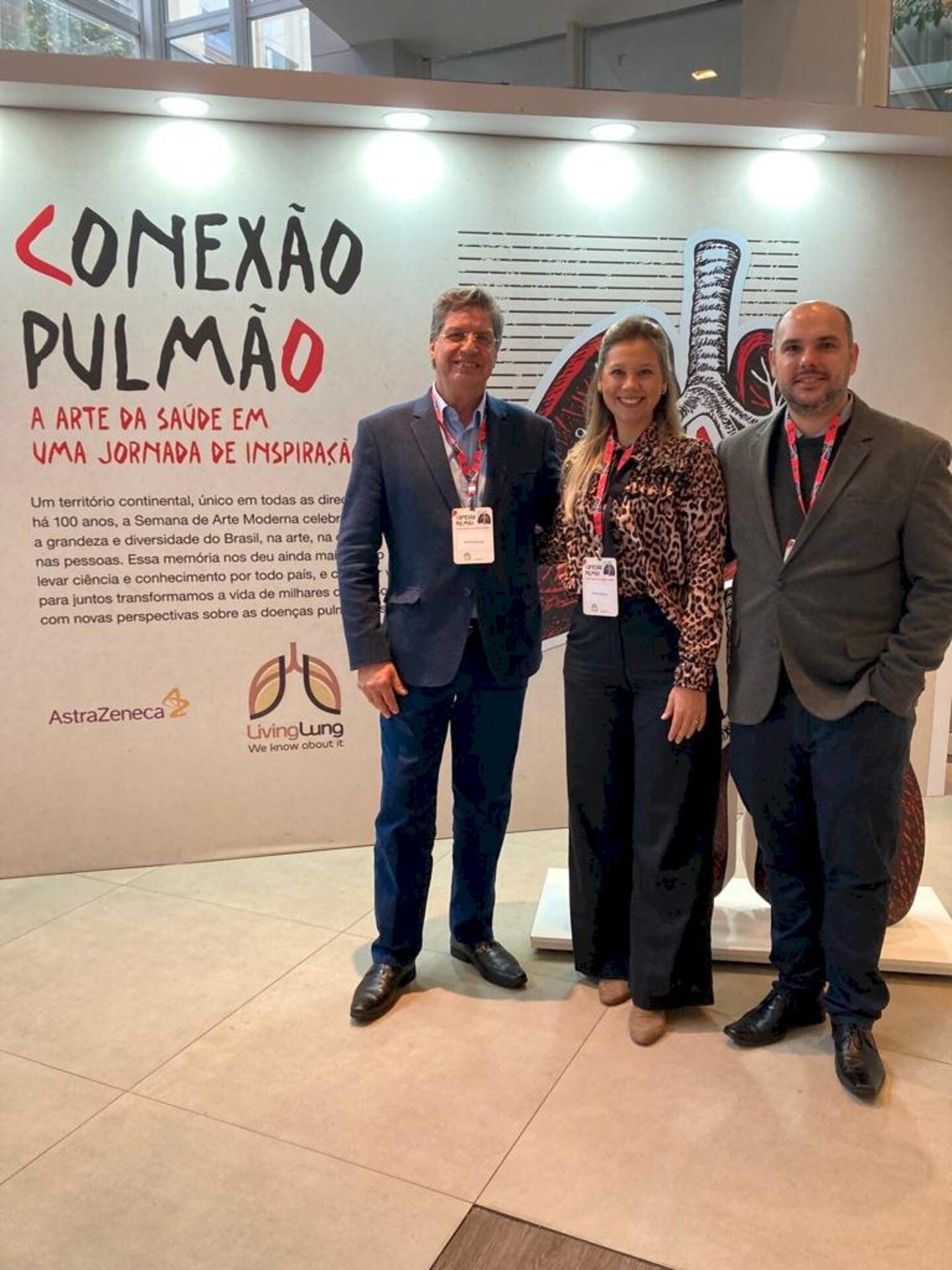 Médicos oncologistas da Clínica Oncológica Bagé, Dionísio Becker, Alexia Schuch e Bruno Koech presentes no evento "Conexão Pulmão"