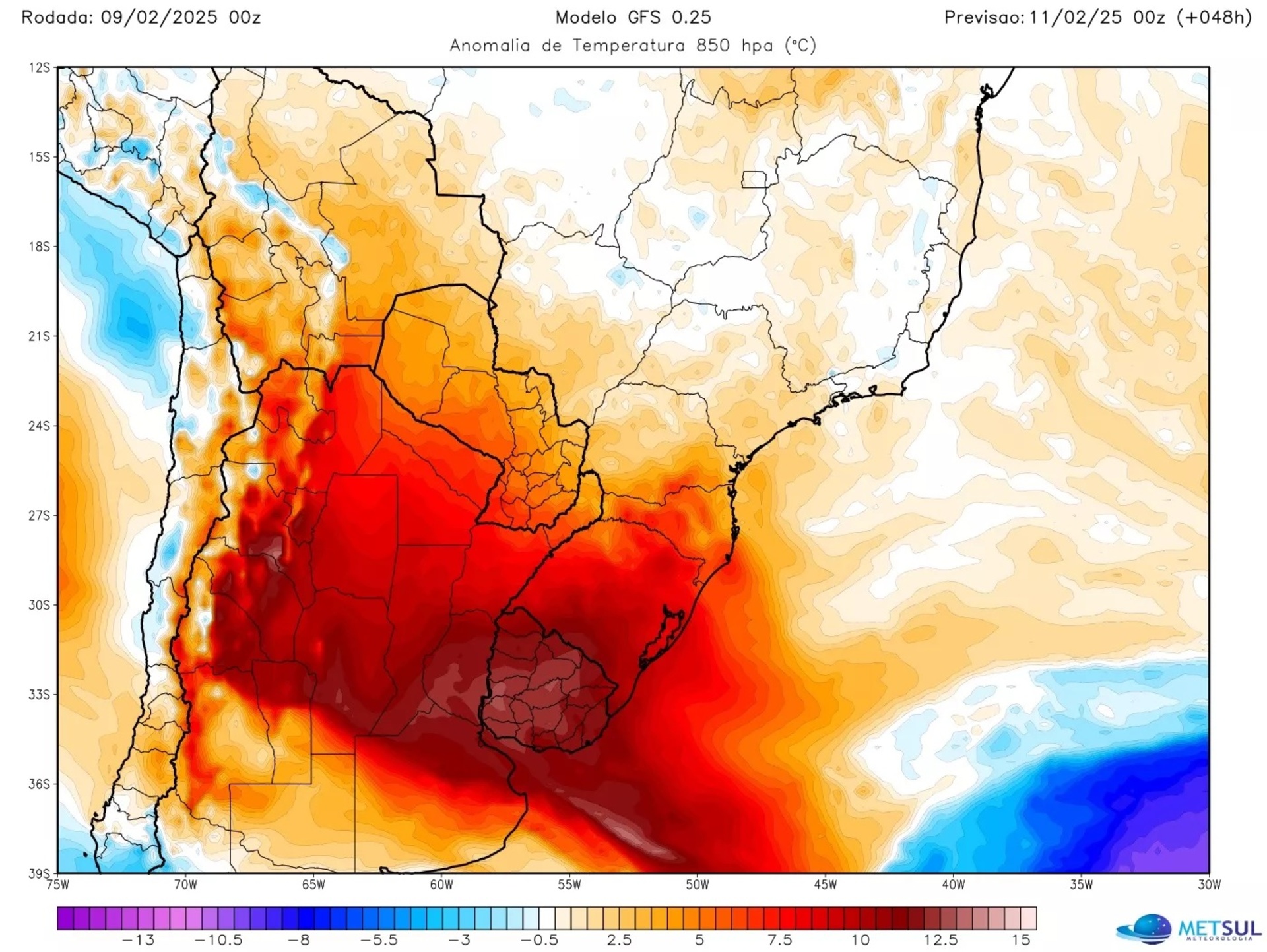 Mapa mostra anomalia da temperatura