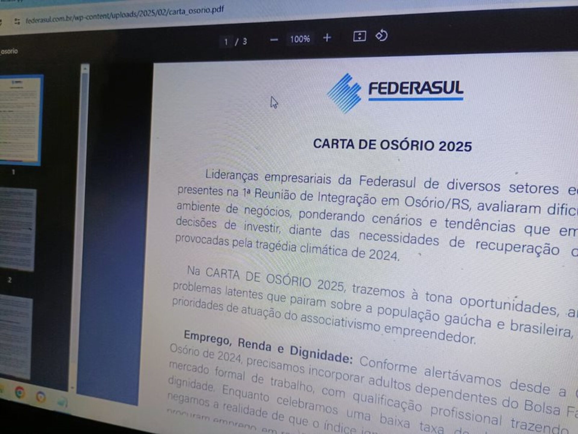 OAB Barro Preto - Federasul enumera os ajustes essenciais para o crescimento